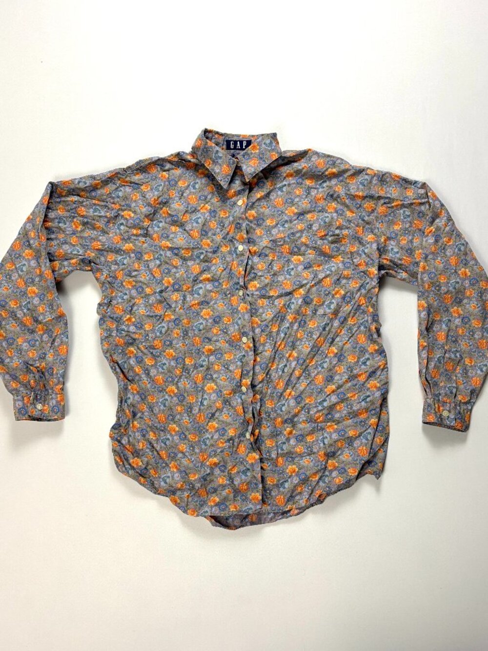 Vintage Gap Mens Floral Button Down Shirt Sz S Cotton Lightweight Flower AOP